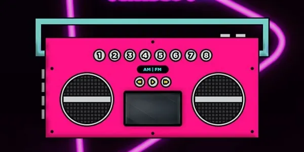 Een roze neon-radio